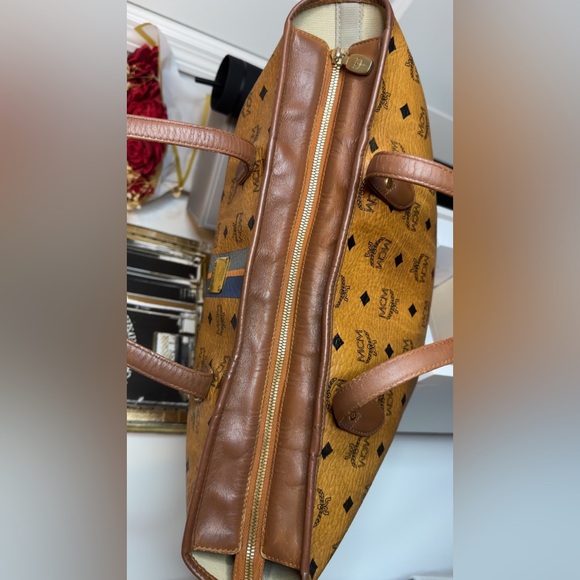 MCM Brown Tote with Blue Stripe - Picture 11 of 15